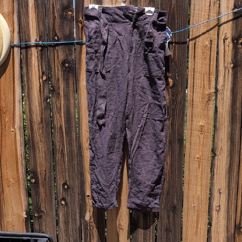 Tahari Linen Pants in Deep Purple